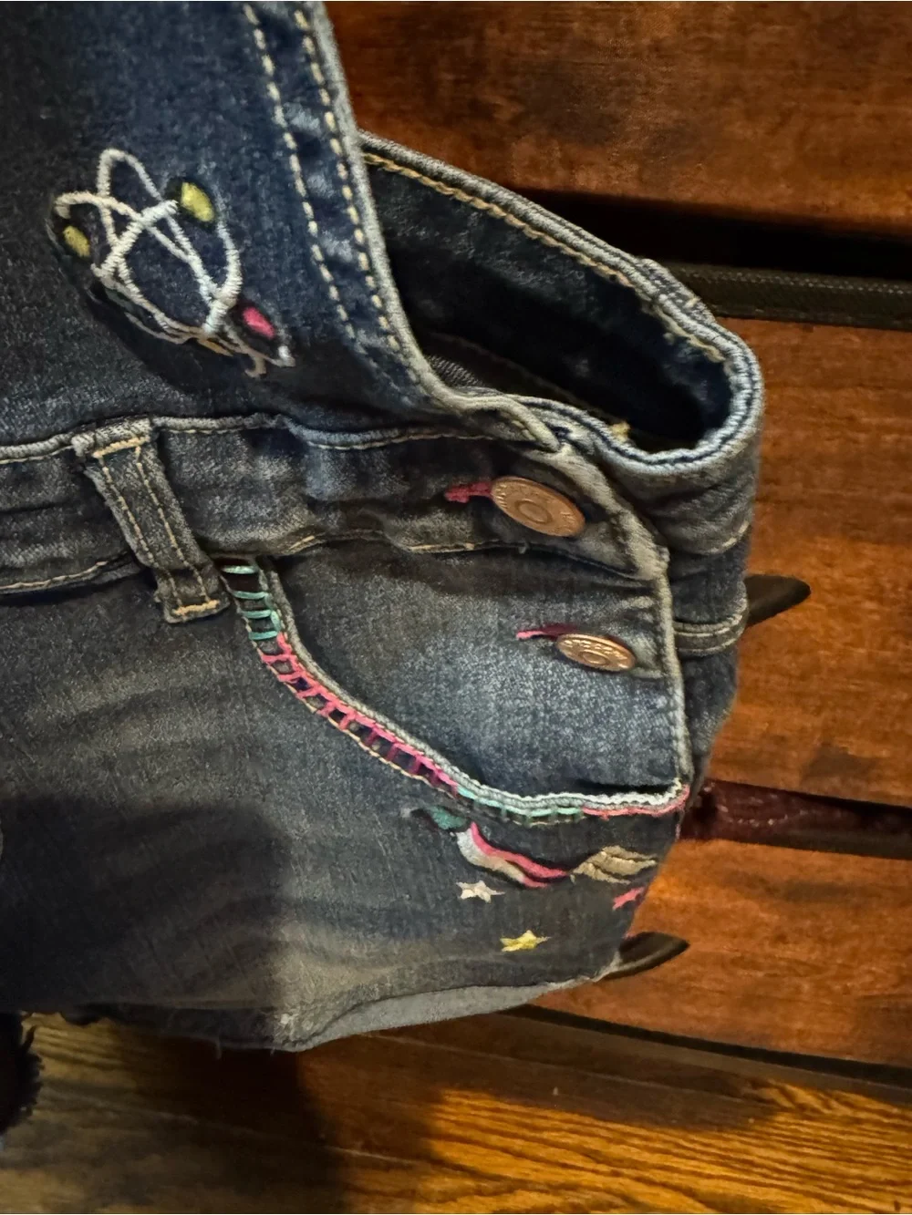 Jordache Dark Blue Denim Overalls with Contrast Stitching